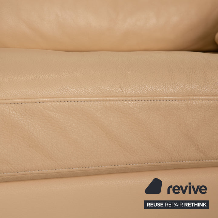 Walter Knoll Henry Leder Dreisitzer Creme Sofa Couch