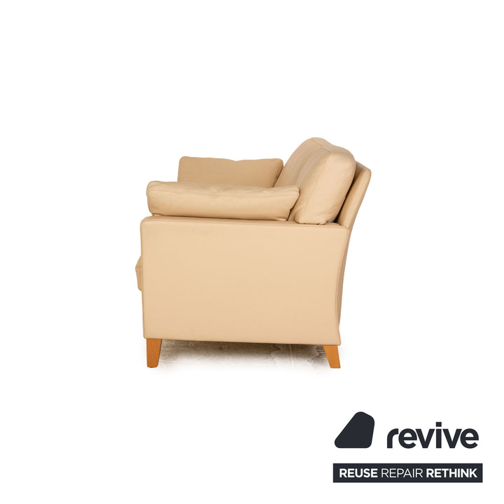 Walter Knoll Henry Leder Dreisitzer Creme Sofa Couch