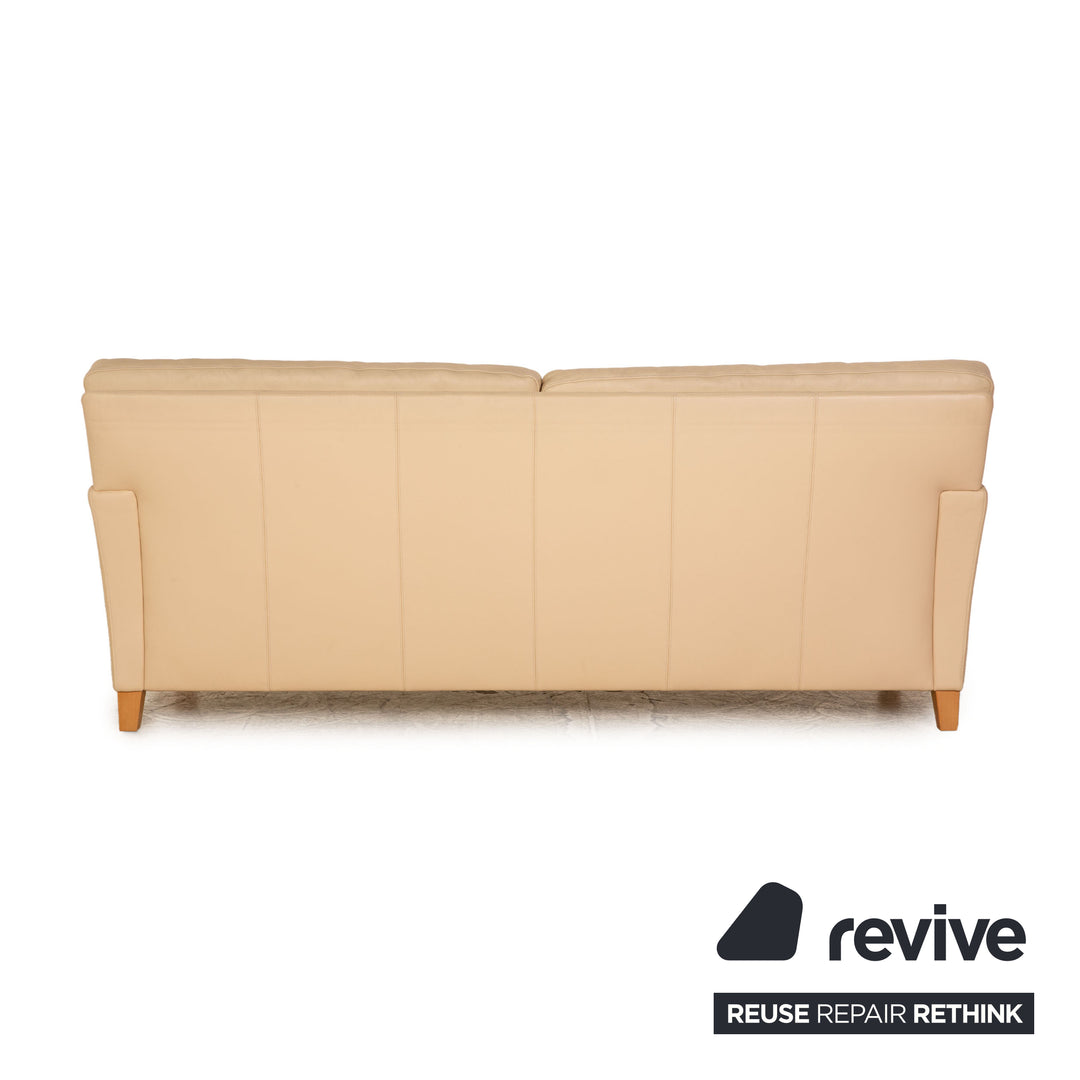 Walter Knoll Henry Leder Dreisitzer Creme Sofa Couch