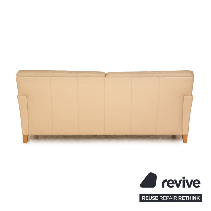 Walter Knoll Henry Leder Dreisitzer Creme Sofa Couch