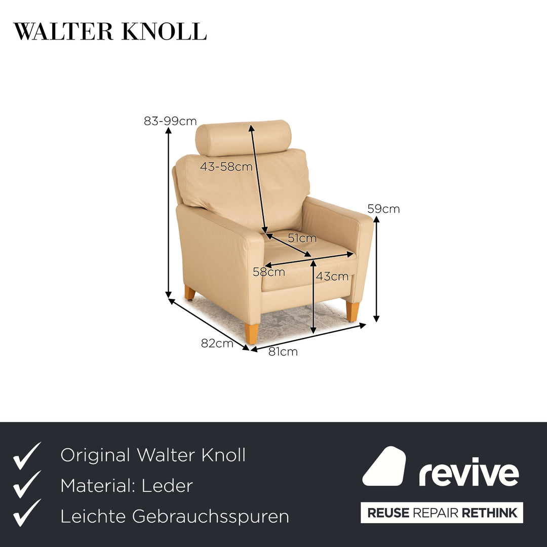 Walter Knoll Henry Leder Sessel Creme