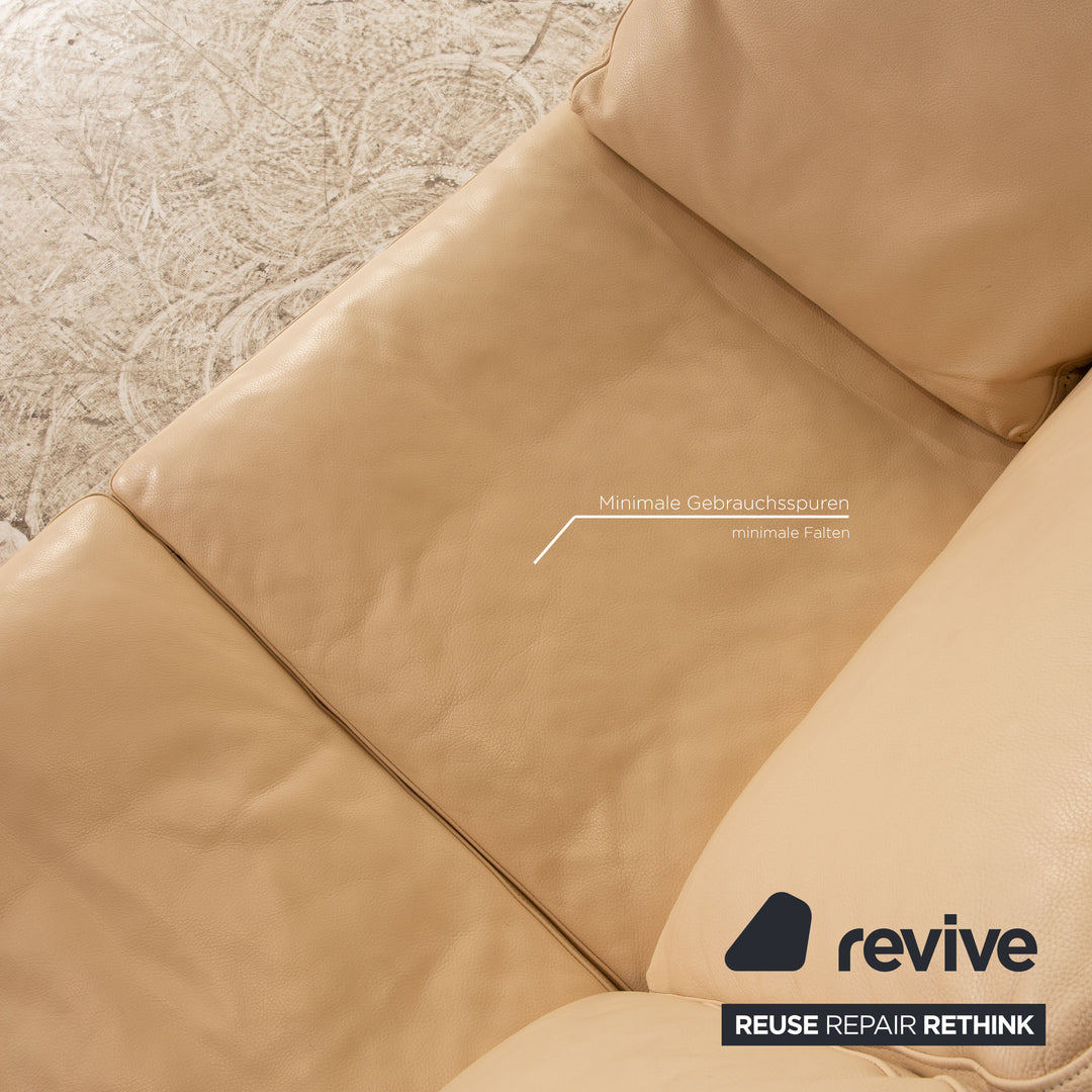 Walter Knoll Henry Leather Two Seater Cream Sofa Couch