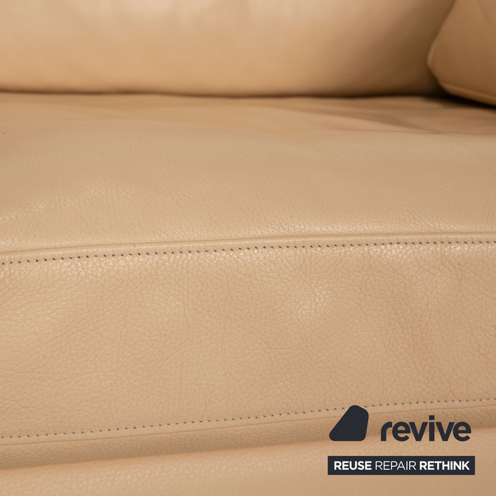 Walter Knoll Henry Leather Two Seater Cream Sofa Couch