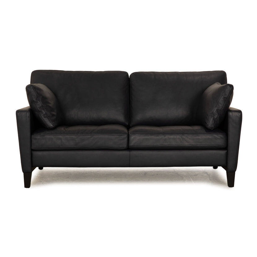 Walter Knoll Henry leather two-seater dark blue sofa couch