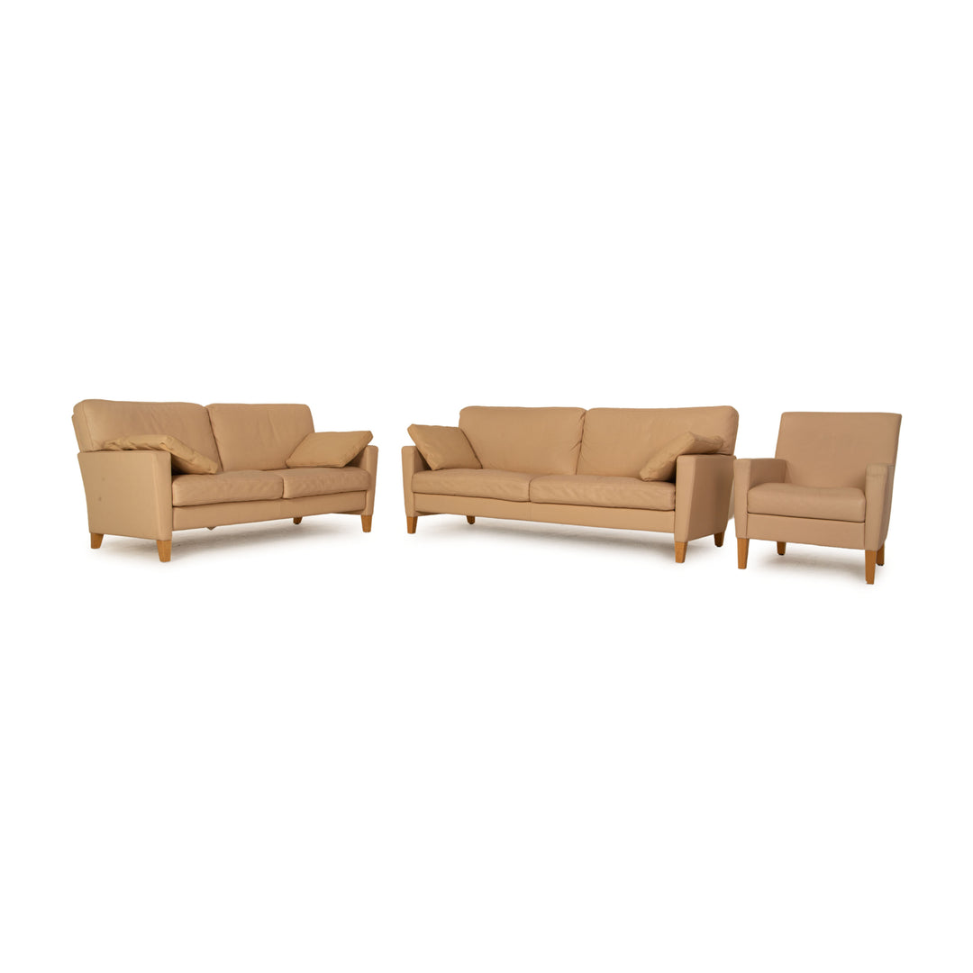 Walter Knoll Henry sofa set beige three-seater two-seater armchair couch