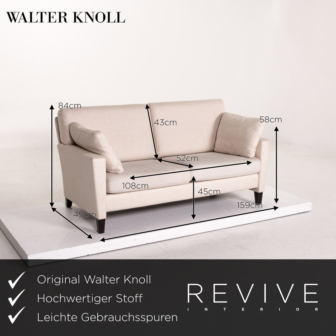 Walter Knoll Henry Fabric Sofa Cream Two Seater Couch #14711