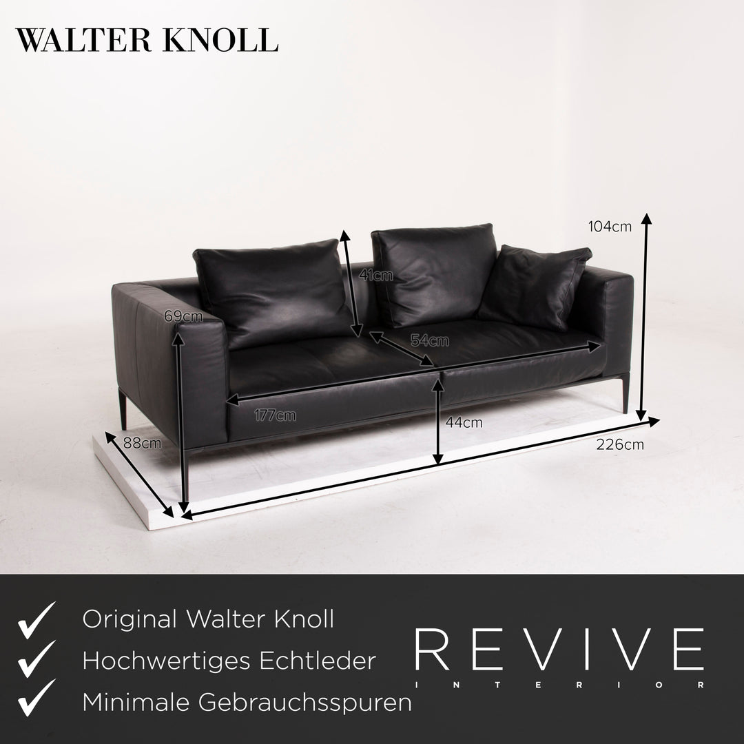 Walter Knoll Jaan Leather Sofa Black Three Seater #14702