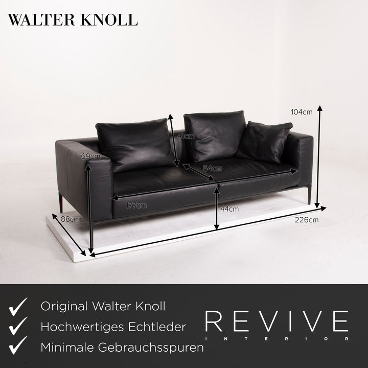 Walter Knoll Jaan Leather Sofa Black Three Seater #14702