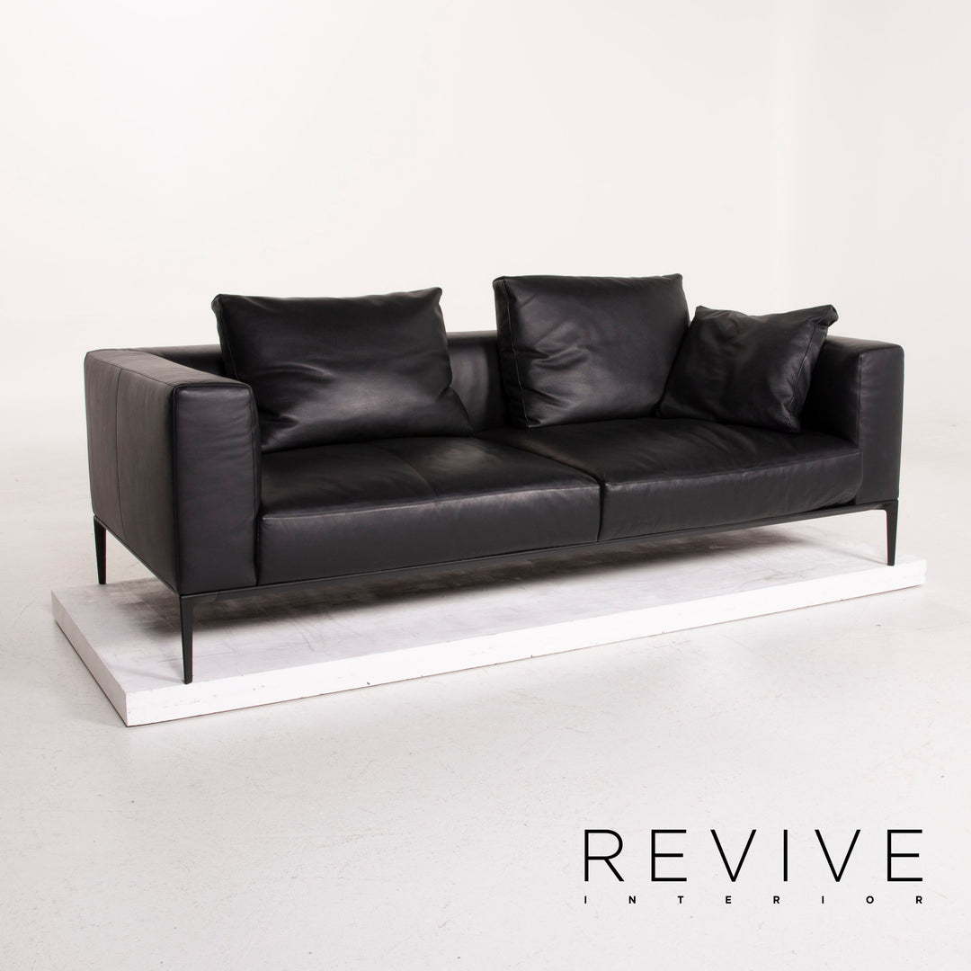 Walter Knoll Jaan Leather Sofa Black Three Seater #14702