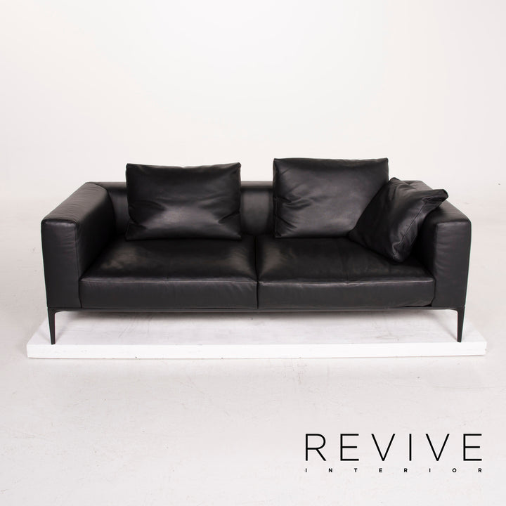 Walter Knoll Jaan Leather Sofa Black Three Seater #14702