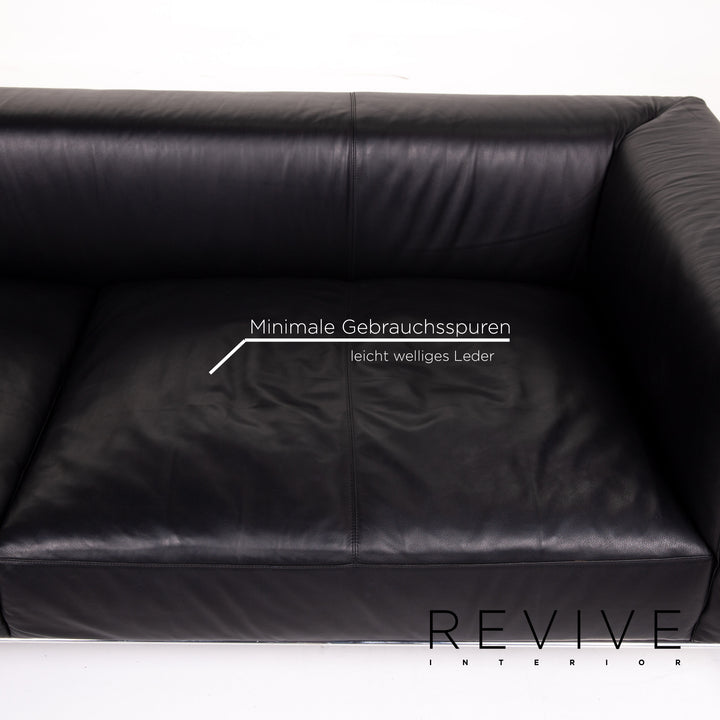 Walter Knoll Jaan Living Leder Sofa Schwarz Dreisitzer Couch #14039