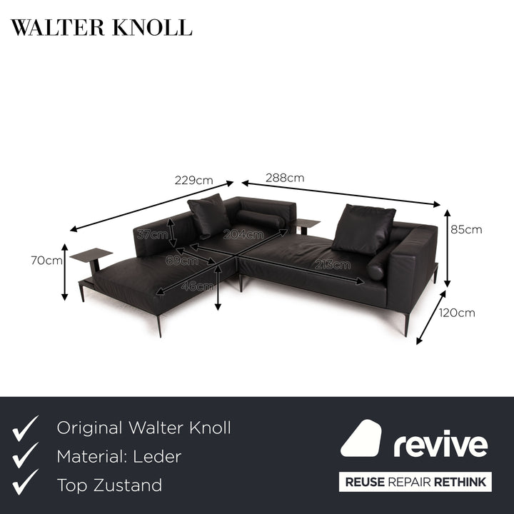 Walter Knoll Jaan Living Leder Sofa Schwarz Ecksofa Couch