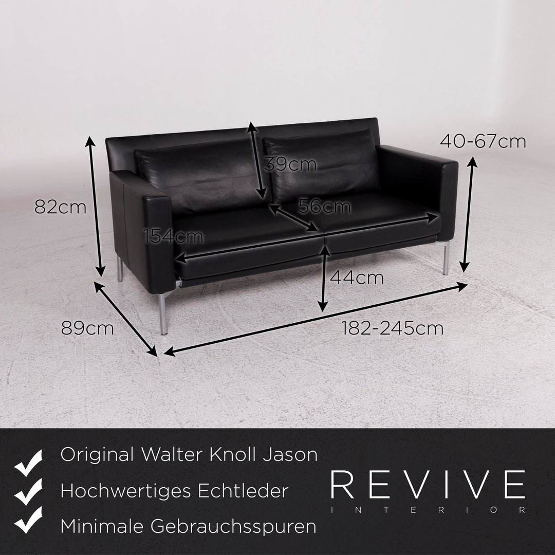 Walter Knoll Jason Leder Sofa Schwarz Zweisitzer Couch #10067