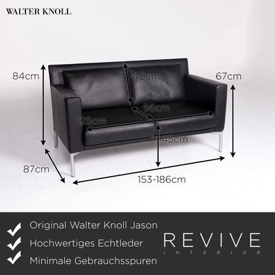 Walter Knoll Jason Designer Leder Sofa Schwarz Zweisitzer Couch Funktion #9074