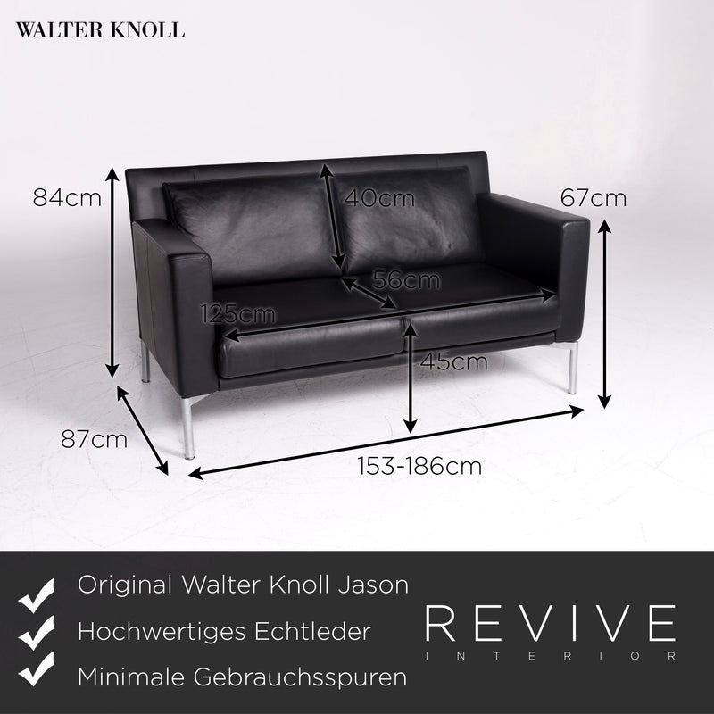 Walter Knoll Jason Designer Leder Sofa Schwarz Zweisitzer Couch Funktion 