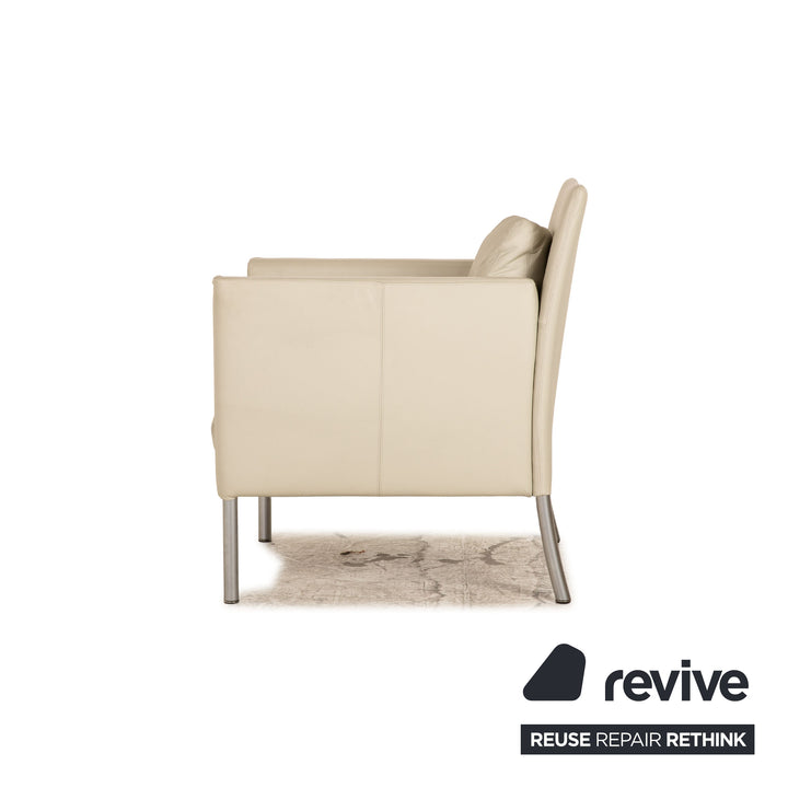 Walter Knoll Jason leather set 2x armchairs 1x two-seater cream sofa couch function