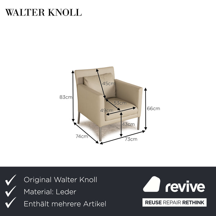 Walter Knoll Jason leather set 2x armchairs 1x two-seater cream sofa couch function