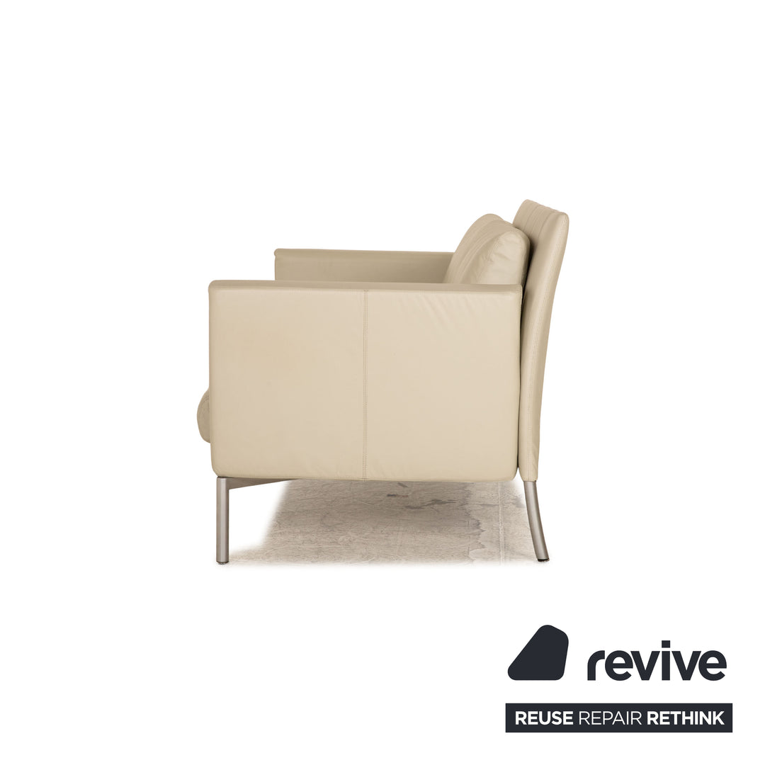 Walter Knoll Jason leather set 2x armchairs 1x two-seater cream sofa couch function