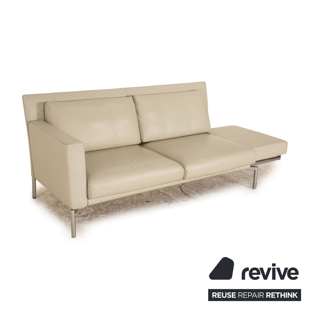 Walter Knoll Jason leather set 2x armchairs 1x two-seater cream sofa couch function