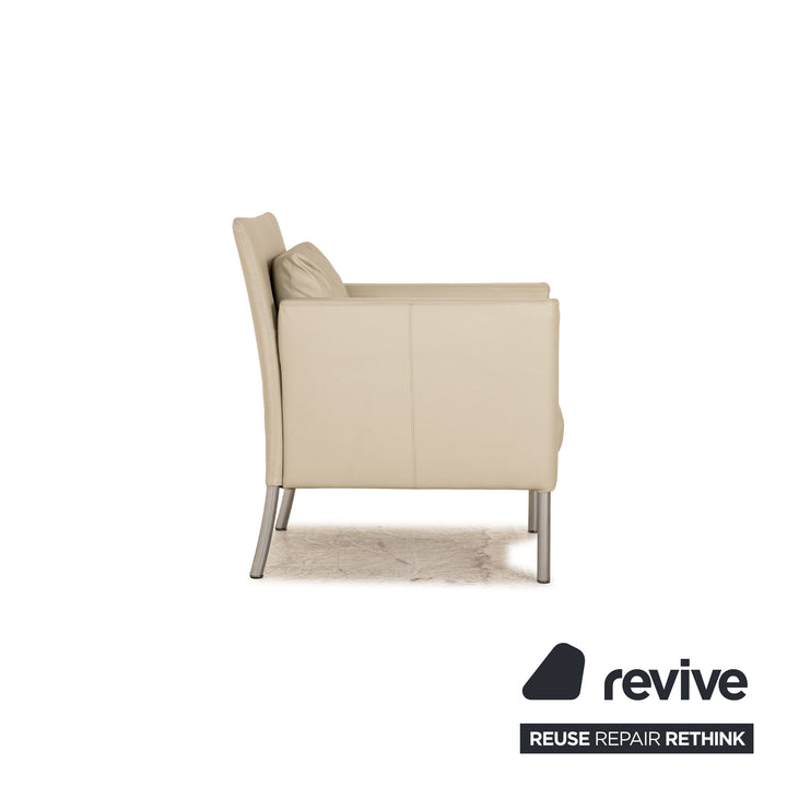 Walter Knoll Jason leather set 2x armchairs 1x two-seater cream sofa couch function