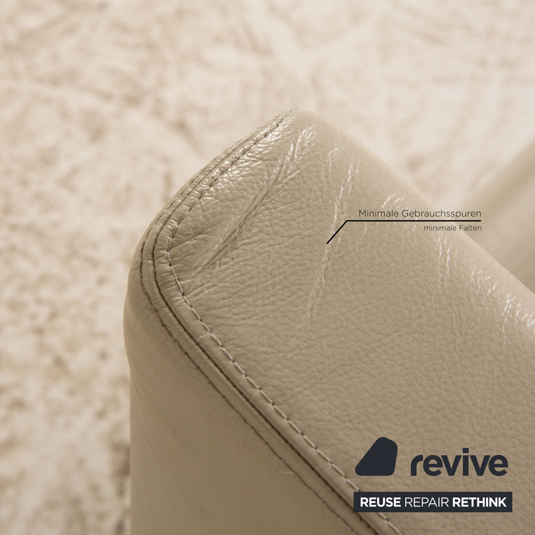 Walter Knoll Jason leather set 2x armchairs 1x two-seater cream sofa couch function