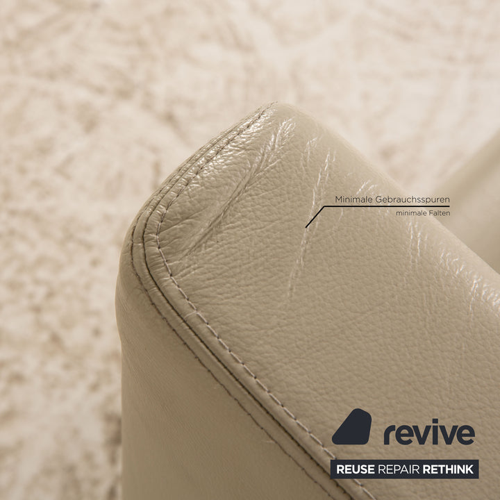 Walter Knoll Jason leather set 2x armchairs 1x two-seater cream sofa couch function