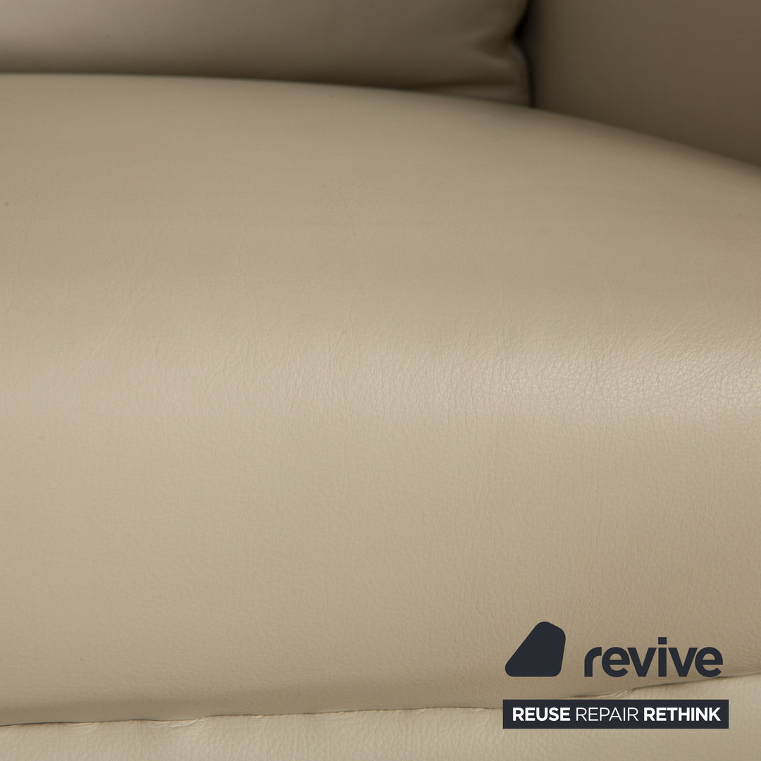 Walter Knoll Jason leather set 2x armchairs 1x two-seater cream sofa couch function