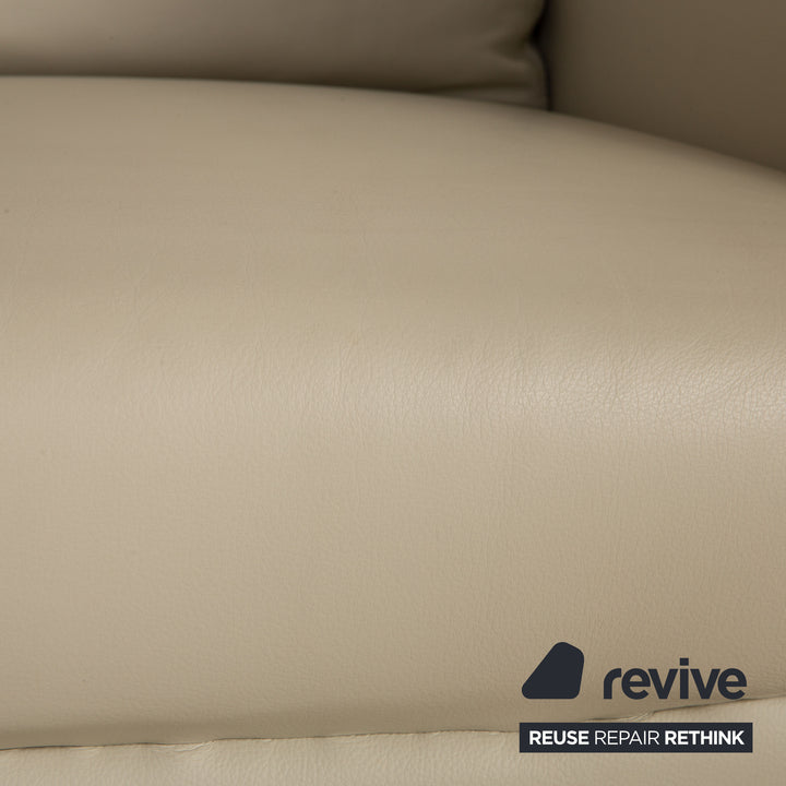 Walter Knoll Jason leather set 2x armchairs 1x two-seater cream sofa couch function