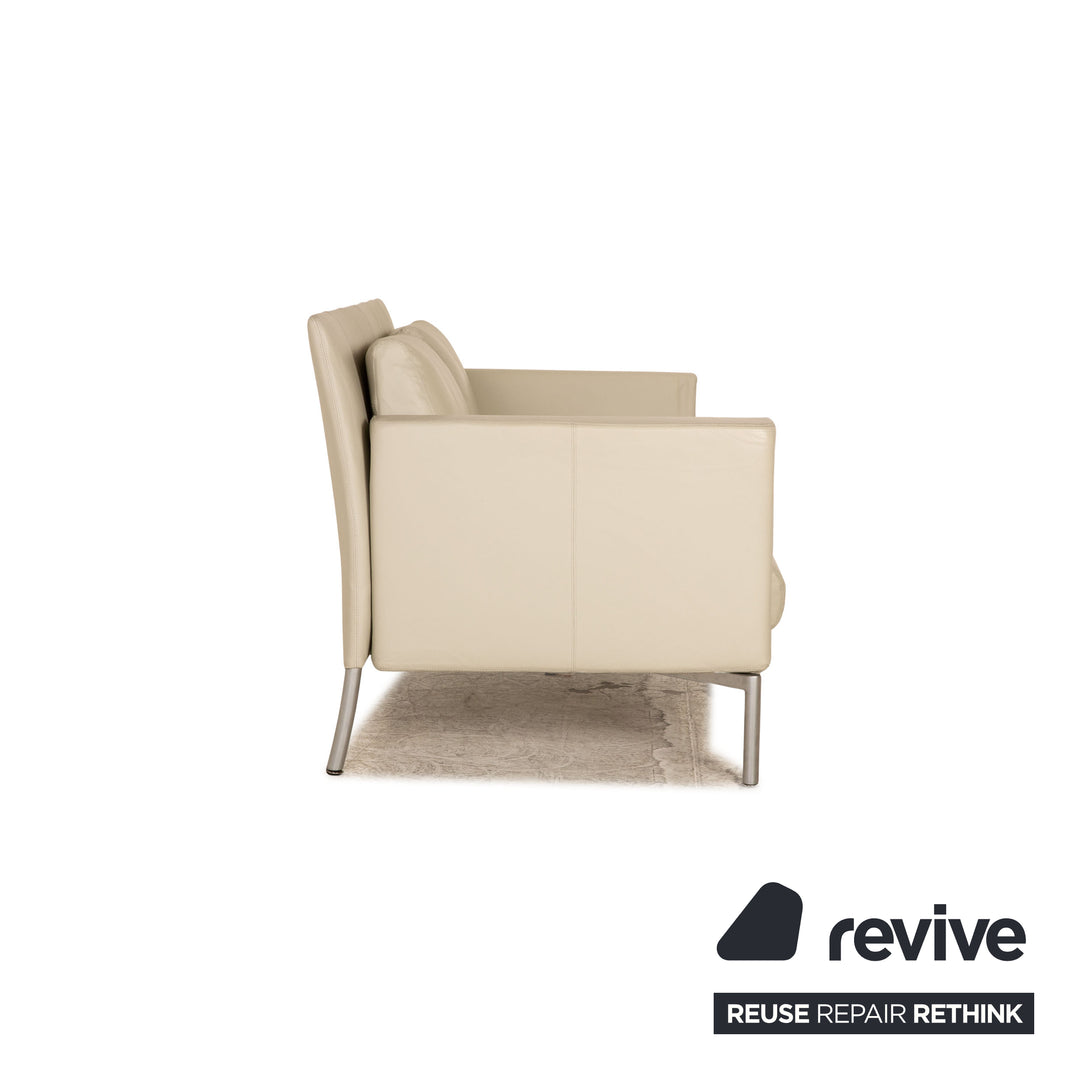 Walter Knoll Jason leather set 2x armchairs 1x two-seater cream sofa couch function