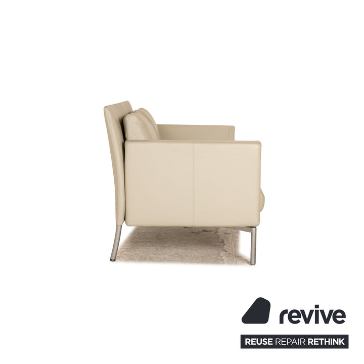 Walter Knoll Jason leather set 2x armchairs 1x two-seater cream sofa couch function