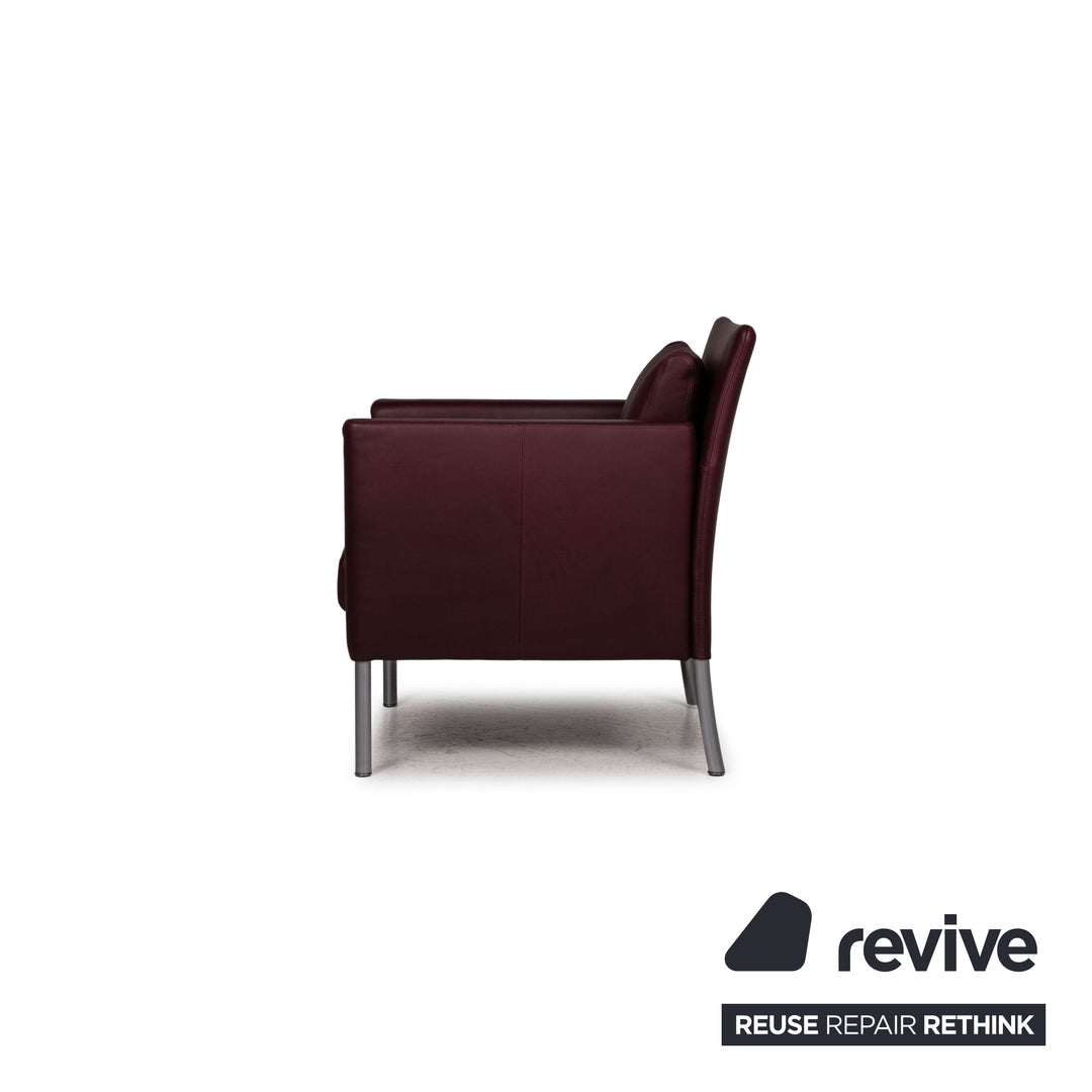 Walter Knoll Jason leather armchair set dark red 2x armchair