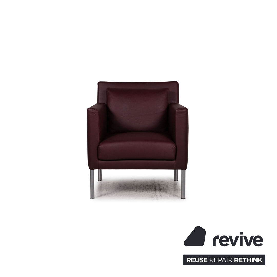 Walter Knoll Jason leather armchair set dark red 2x armchair