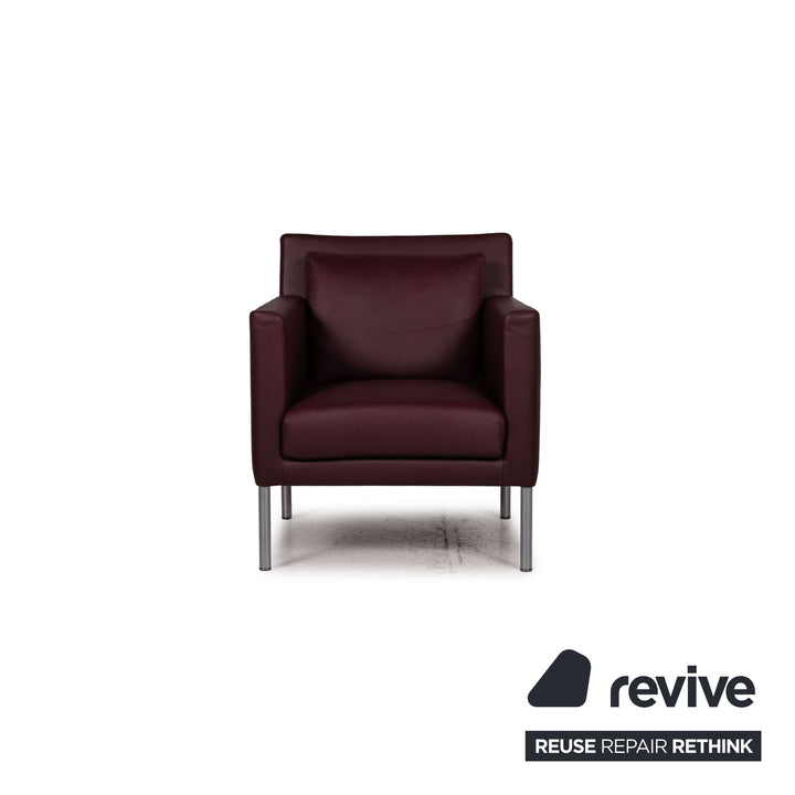 Walter Knoll Jason leather armchair set dark red 2x armchair