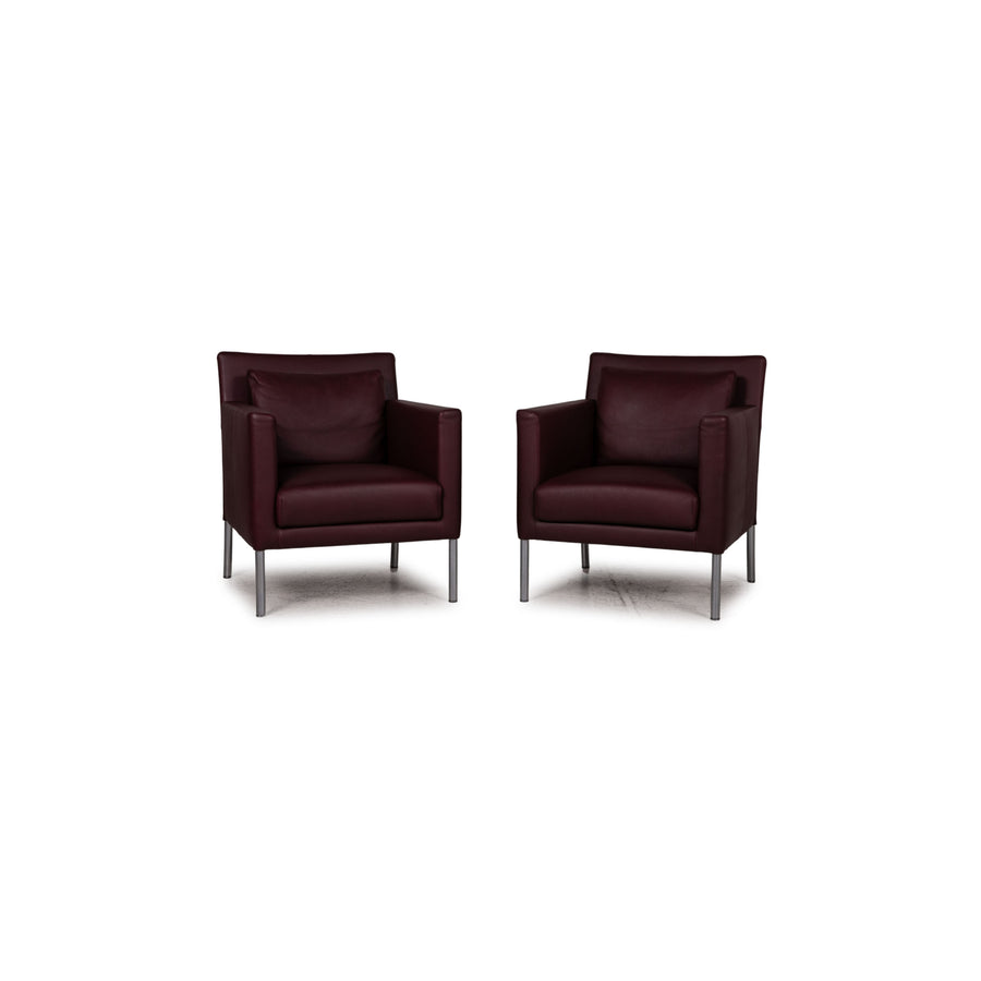 Walter Knoll Jason leather armchair set dark red 2x armchair