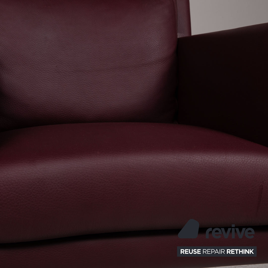 Walter Knoll Jason leather armchair set dark red 2x armchair