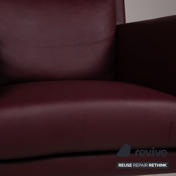 Walter Knoll Jason leather armchair set dark red 2x armchair