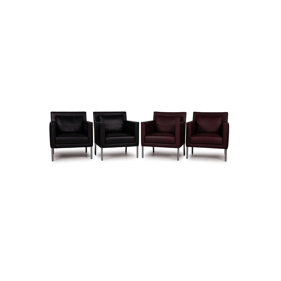 Walter Knoll Jason Leder Sessel Garnitur Schwarz Dunkelrot 4xSessel