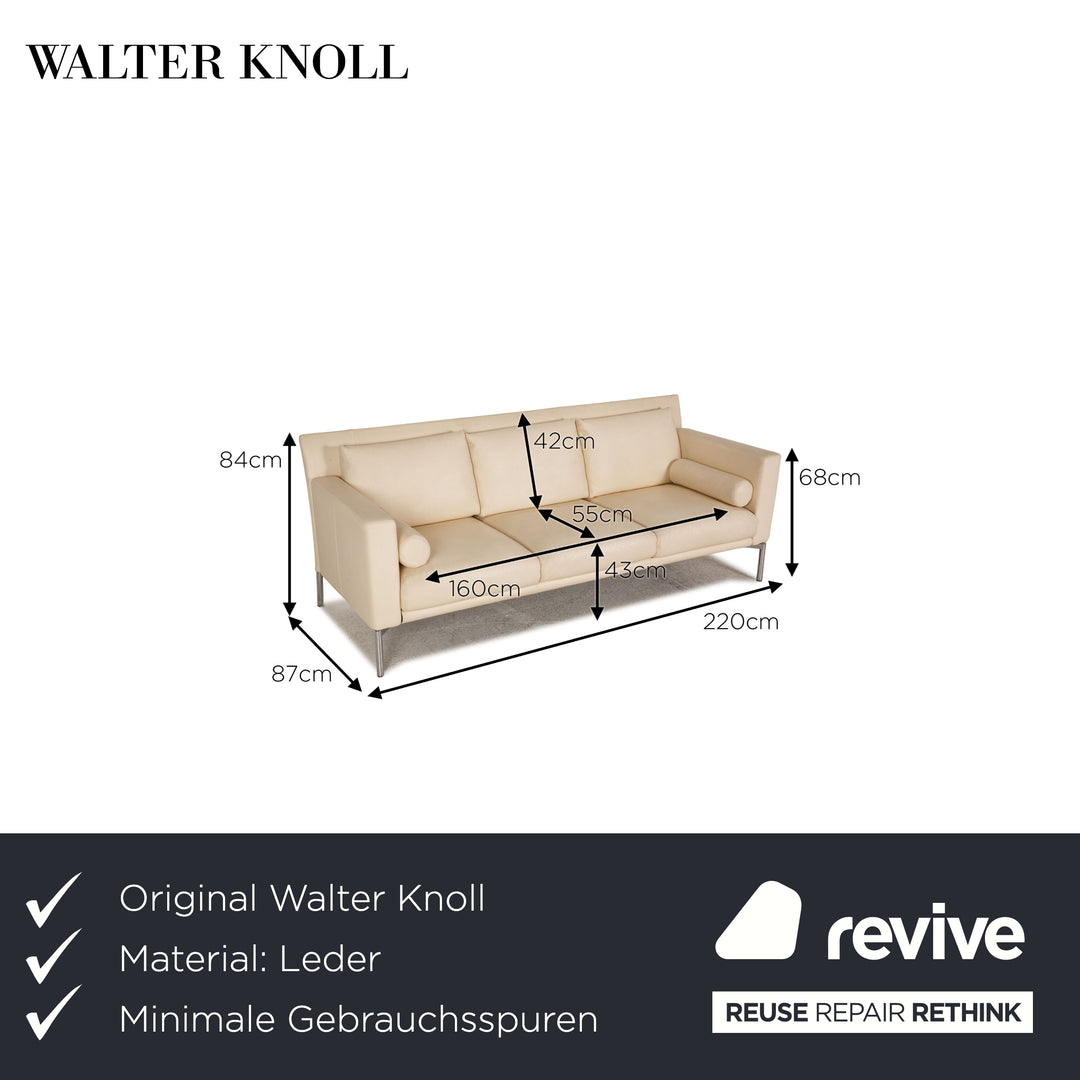 Walter Knoll Jason Leather Sofa Cream Three Seater Couch