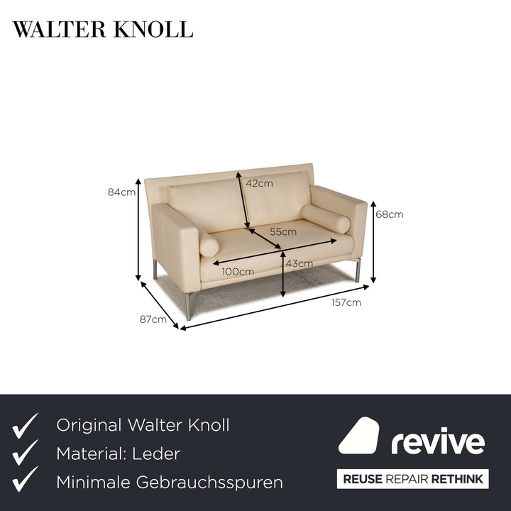 Walter Knoll Jason Leder Sofa Creme Zweisitzer Couch