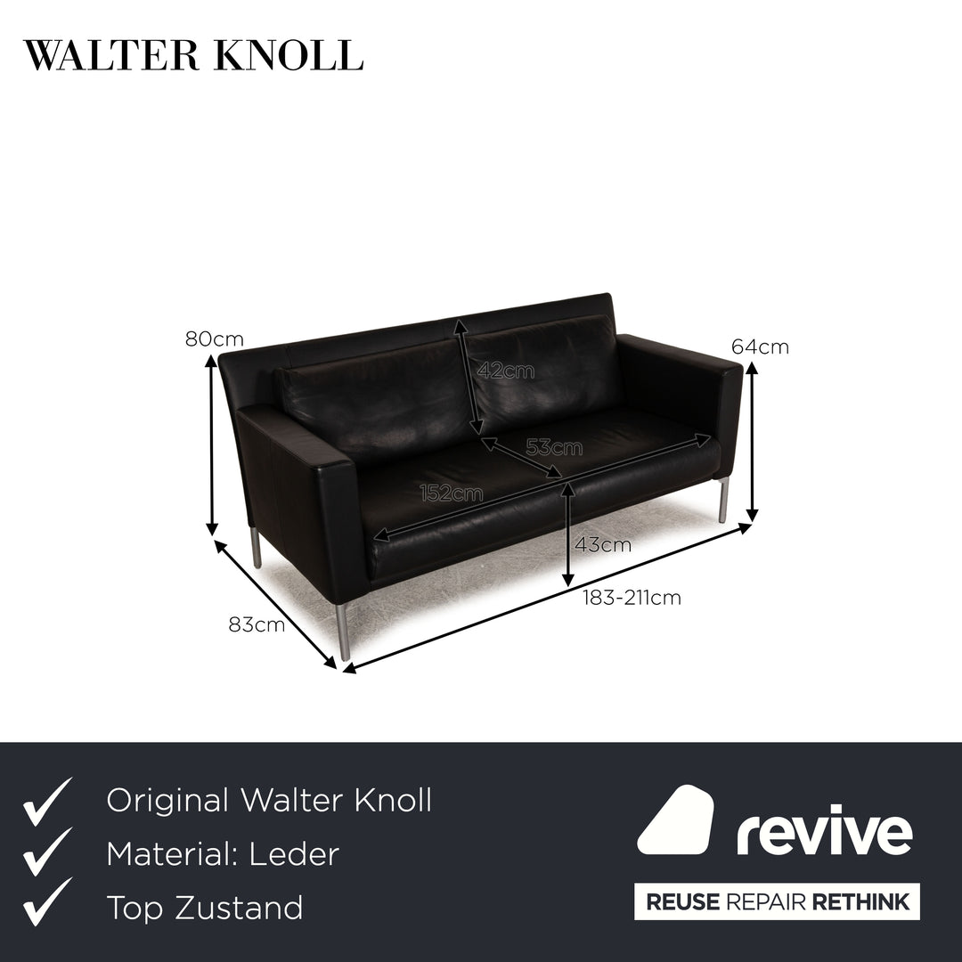 Walter Knoll Jason Leather Sofa Black Two seater couch function