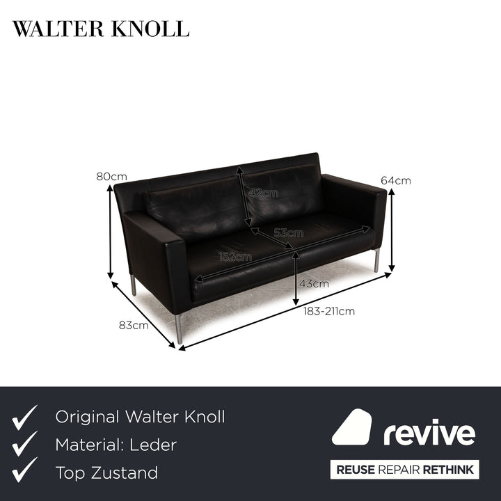 Walter Knoll Jason Leather Sofa Black Two seater couch function