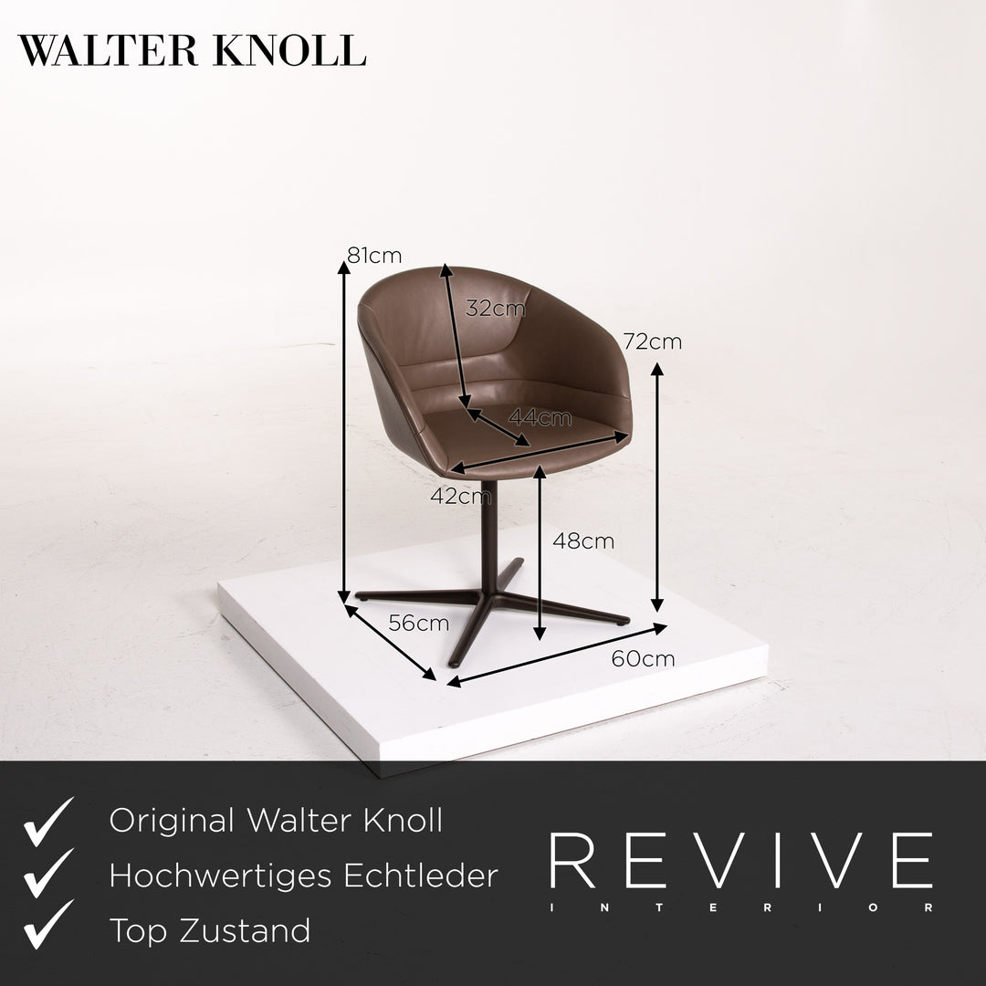 Walter Knoll Kyo Leder Sessel Grau Stuhl Drehbar #14232