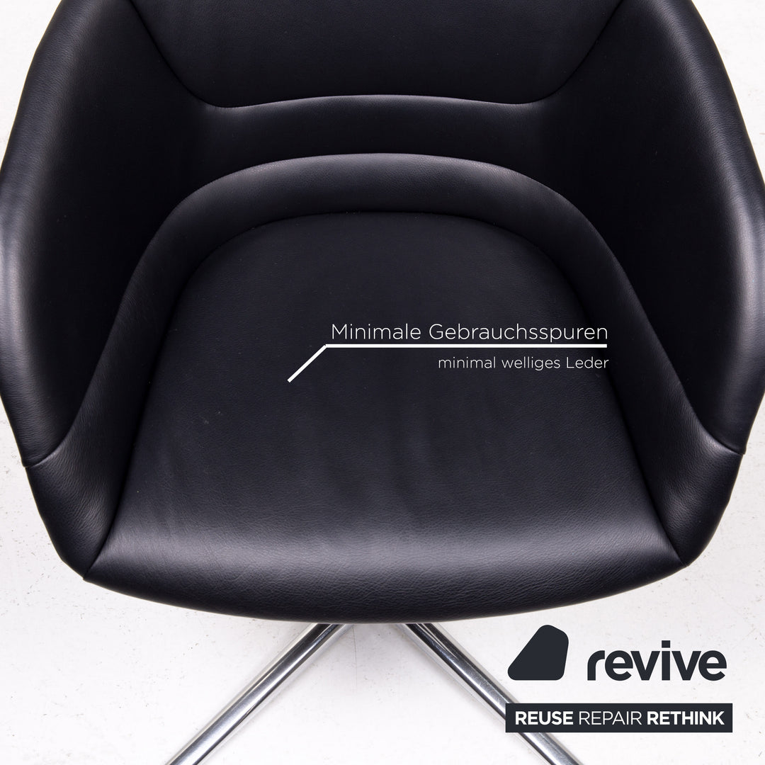 Walter Knoll Kyo Leather Armchair Black Swivel Chair #14232