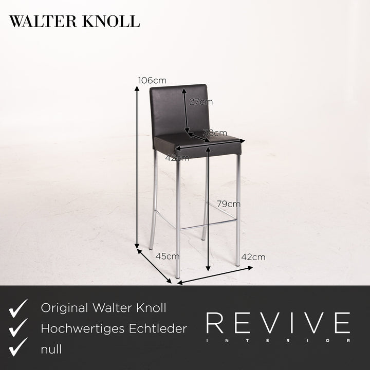 Walter Knoll leather bar stool set anthracite gray 3x chair #15120
