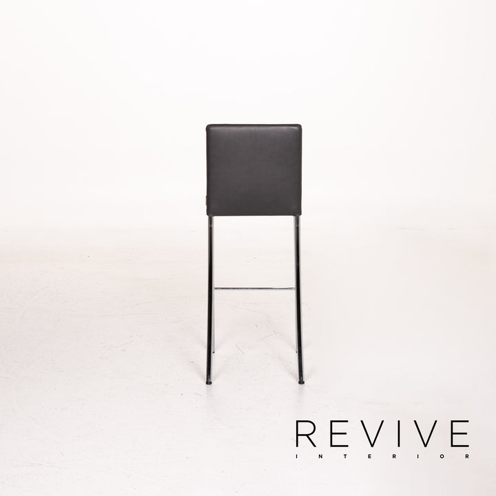 Walter Knoll leather bar stool set anthracite gray 3x chair #15120