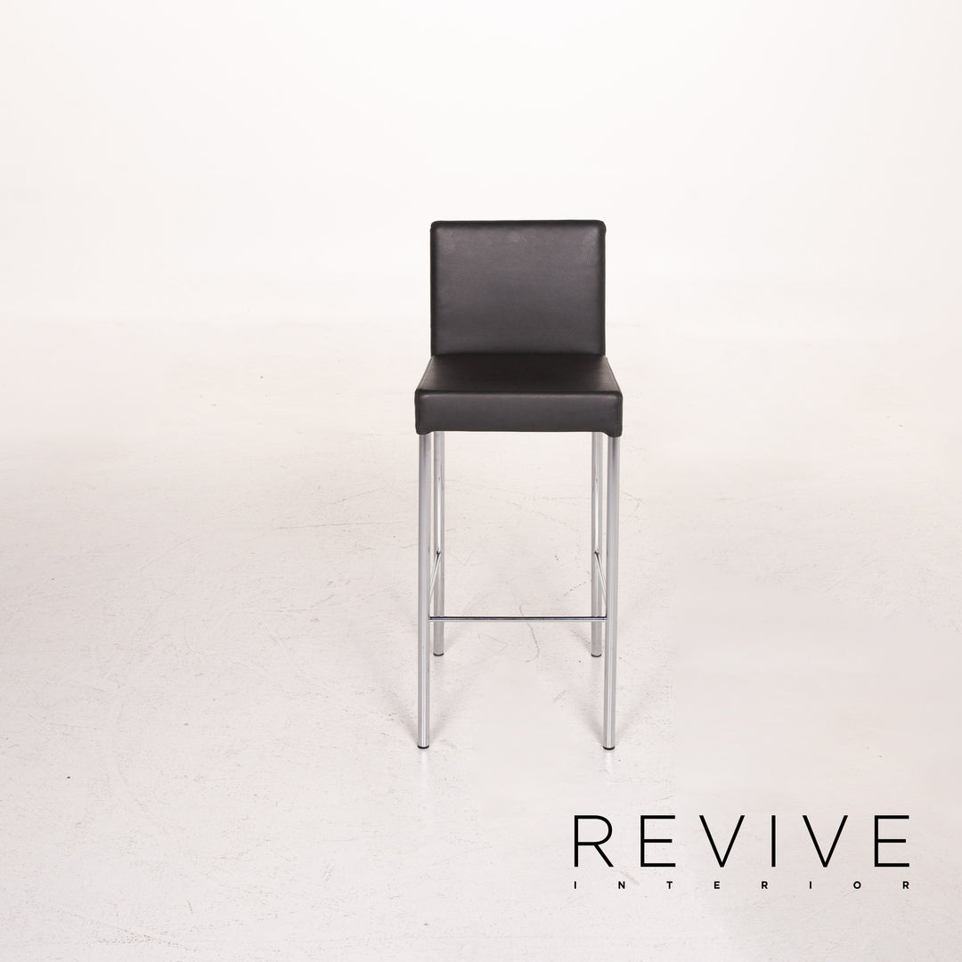 Walter Knoll leather bar stool set anthracite gray 3x chair #15120