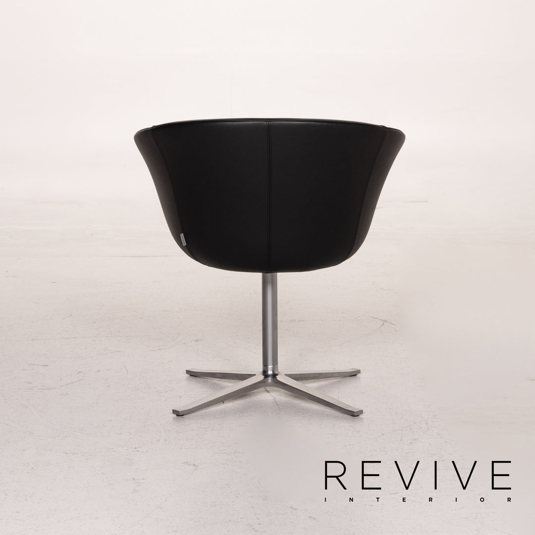 Walter Knoll leather armchair set black 10x chair #15597