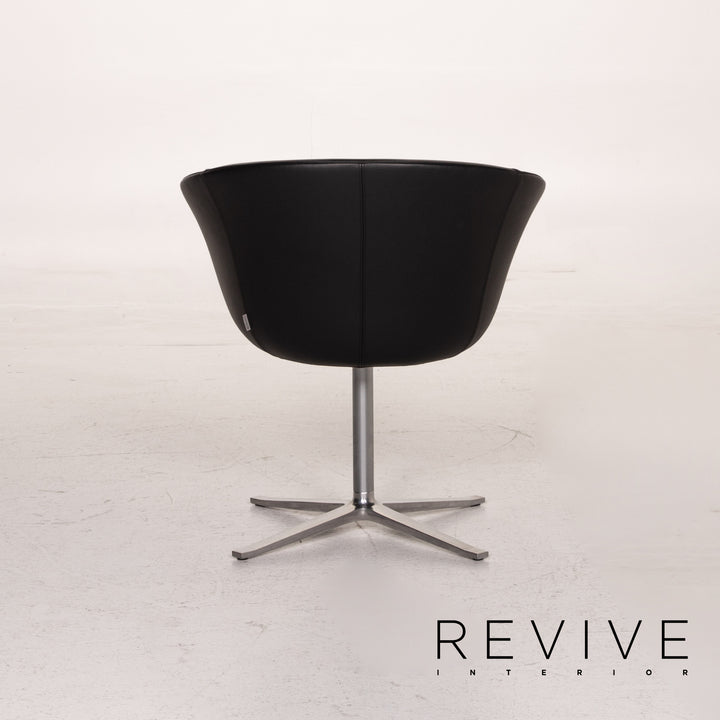 Walter Knoll leather armchair set black 10x chair #15597