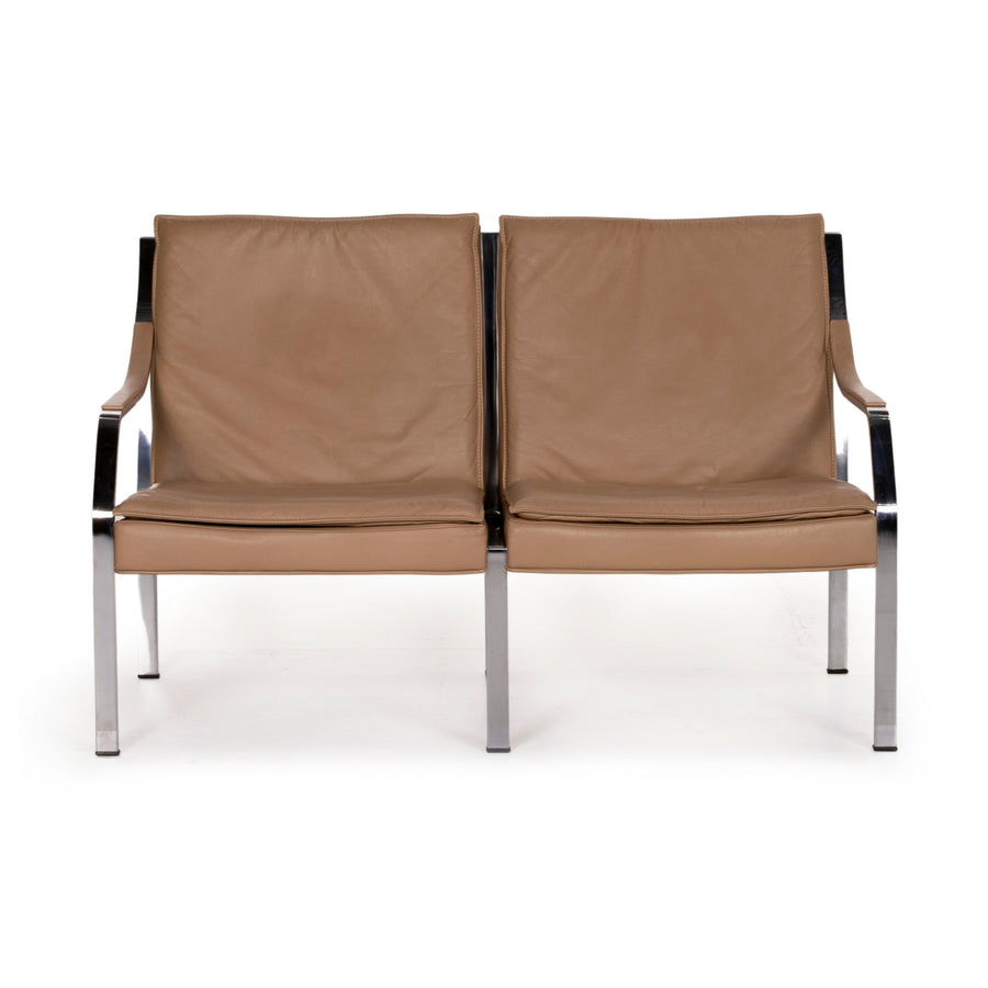 Walter Knoll leather sofa beige brown two-seater couch