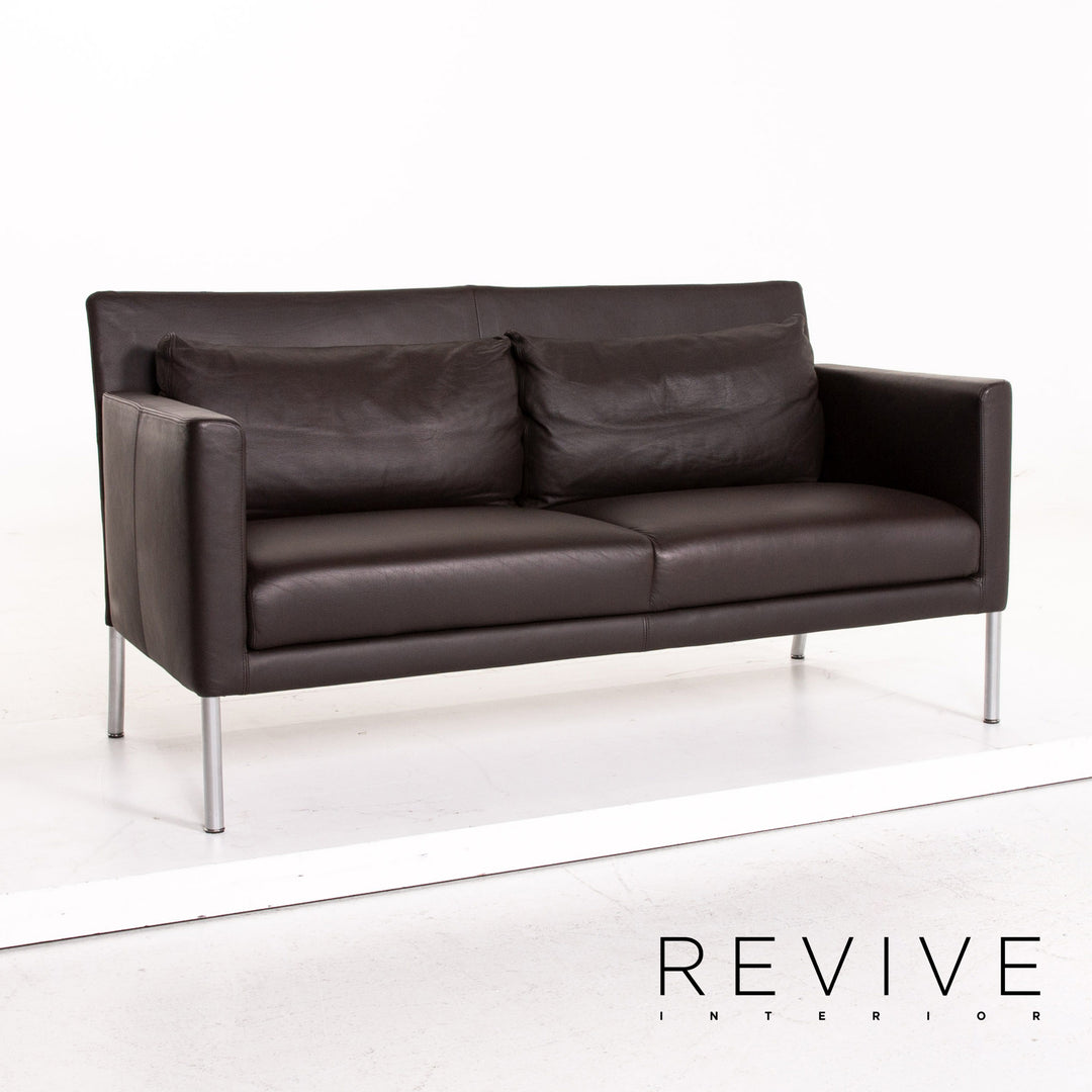 Walter Knoll leather sofa brown dark brown two-seater couch #14608